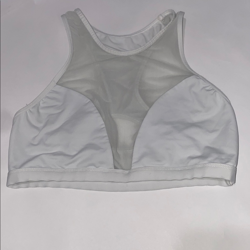 Varley White Mesh Panel Athletic Sports Bra - Picture 5 of 6